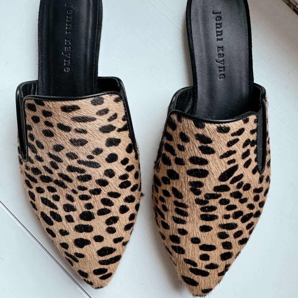 Jenni Kayne pony hair mules in cheetah size 6